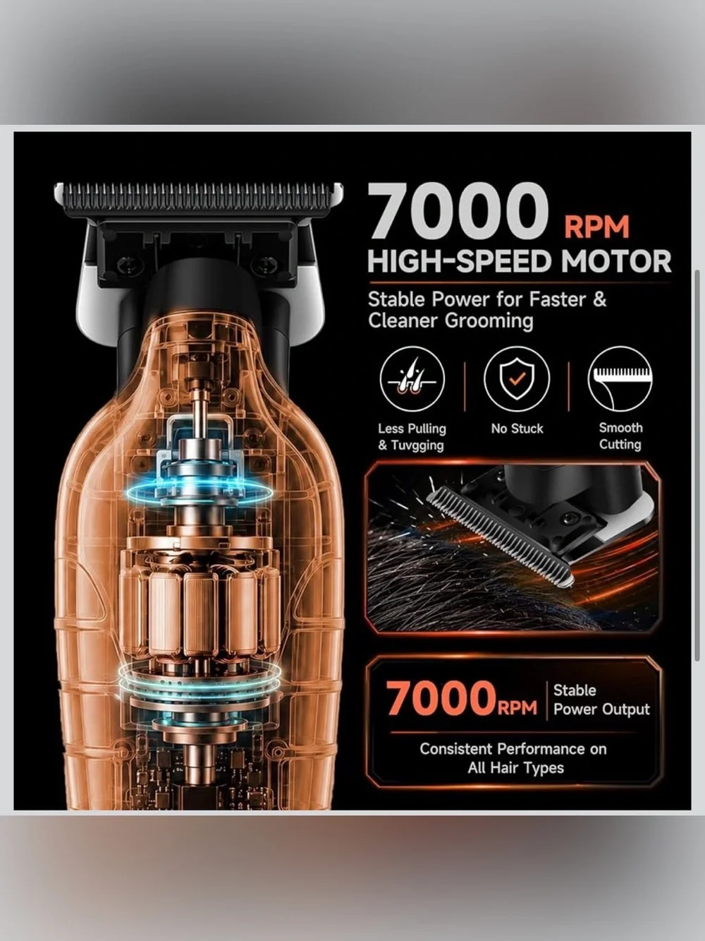 Hair Trimmer for Men,7000RPM Professional Clipper,Orange